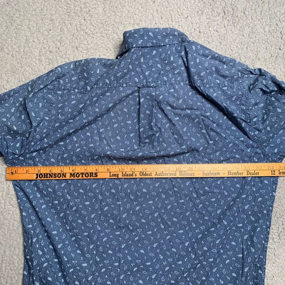 Izod Saltwater Men's Paisley Shirt L Floral Blue Button Down Short Sleeve Hawaii - Picture 6 of 8
